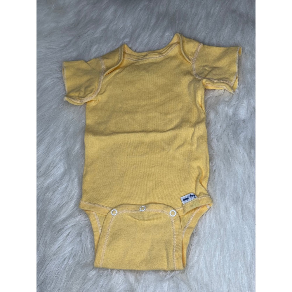 Vintage‎ Gerber Baby Short Sleeve One-Piece Bodysuit Yellow M 19-26 lbs Cotton
